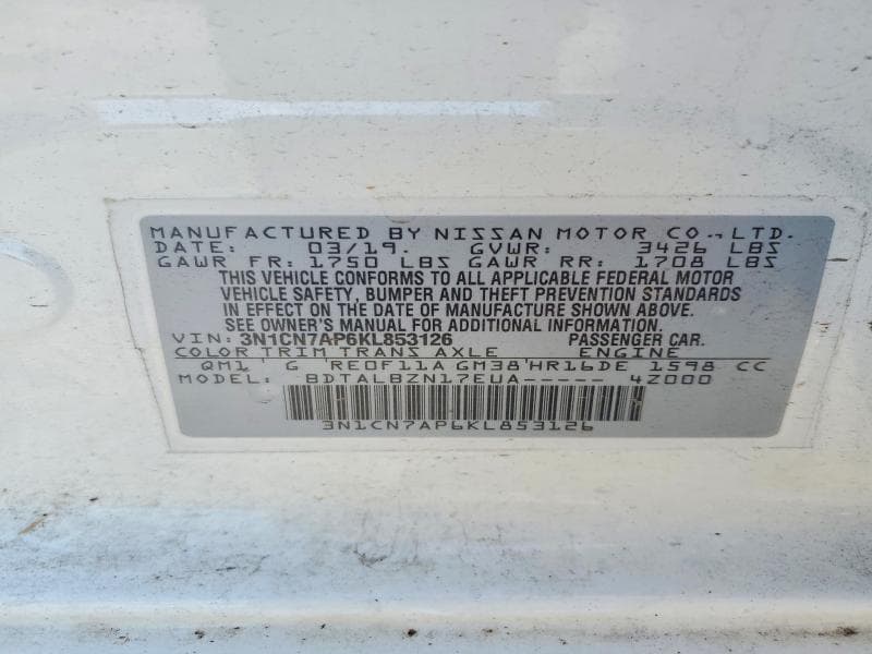 2019 NISSAN VERSA SV 12