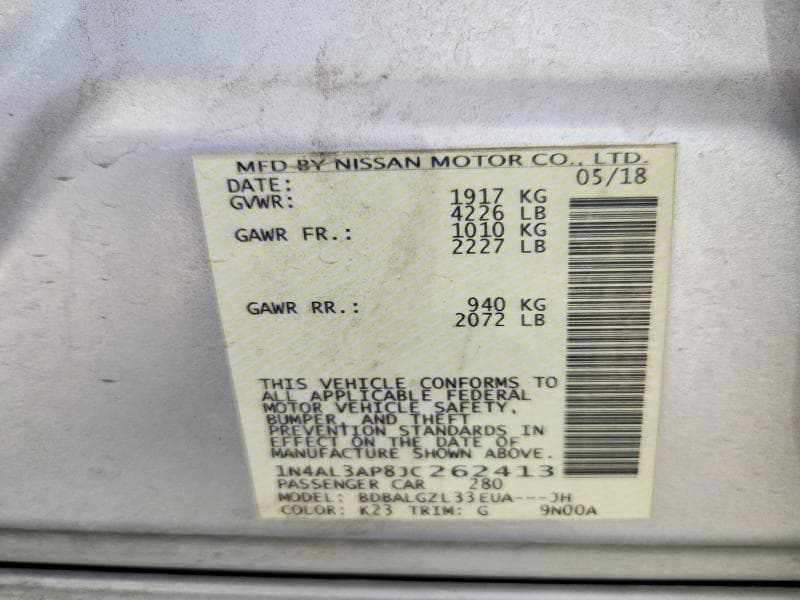 2018 NISSAN ALTIMA 2.5 S 12