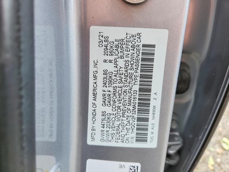 2021 HONDA ACCORD SPORT 12