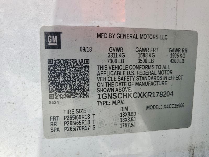 2019 CHEVROLET SUBURBAN C1500 LT C1500 LT 14