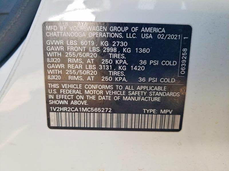 2021 VOLKSWAGEN ATLAS SE 13