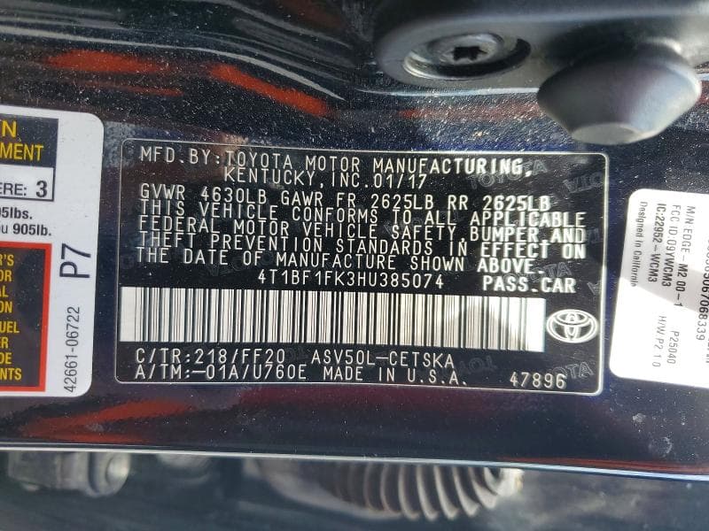 2017 TOYOTA CAMRY SE SE 12