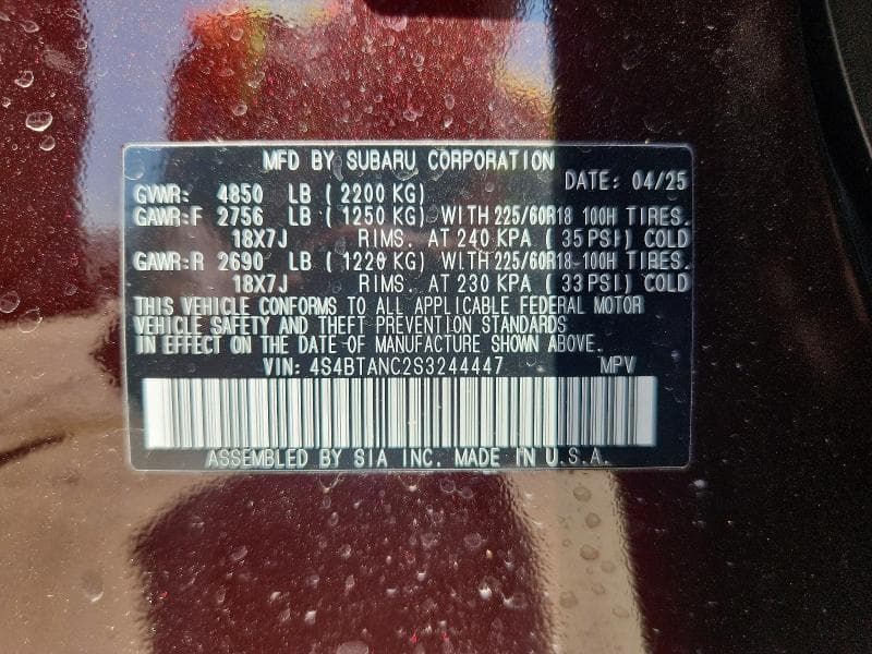 2025 SUBARU OUTBACK LIMITED 12