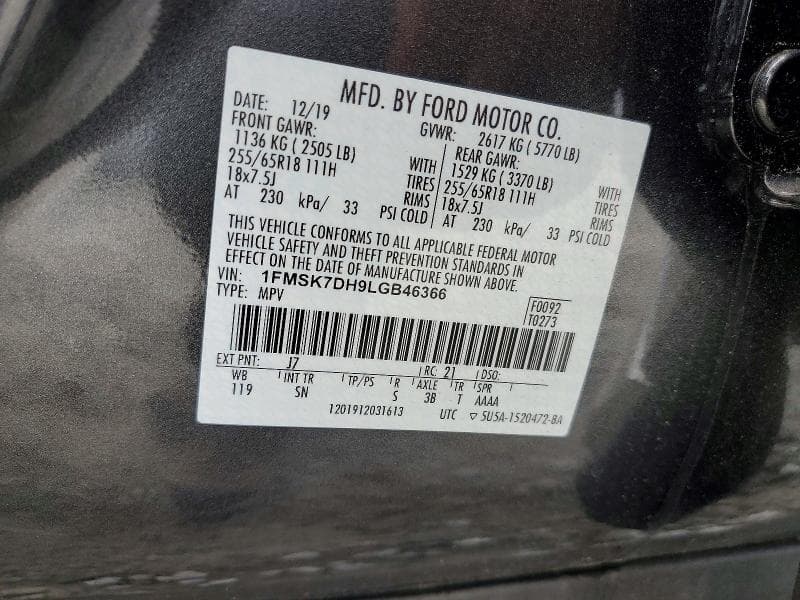 2020 FORD EXPLORER XLT 13