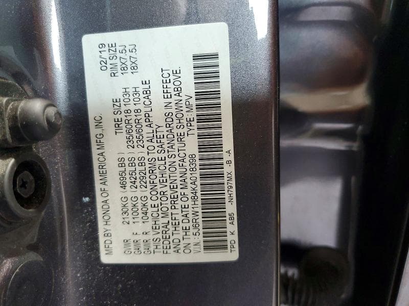 2019 HONDA CR-V EXL EXL 14