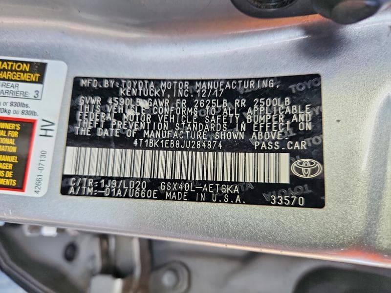 2018 TOYOTA AVALON XLE 12