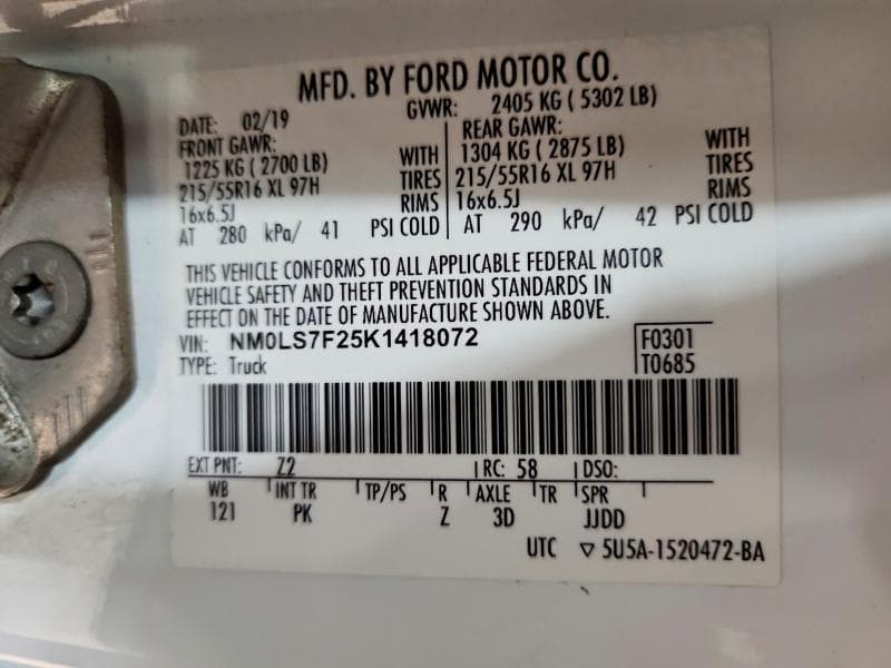 2019 FORD TRANSIT CONNECT XLT DELIVERY VAN 13