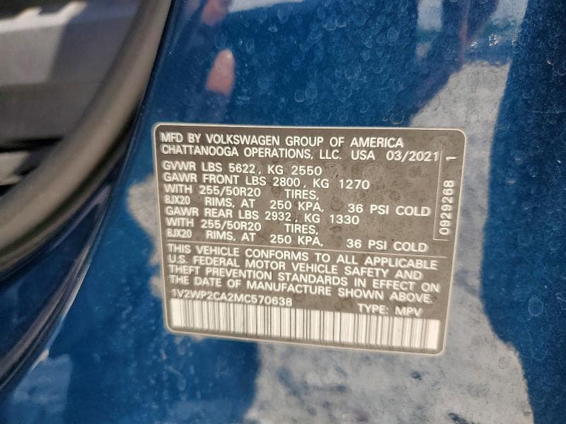 2021 VOLKSWAGEN ATLAS SE 13