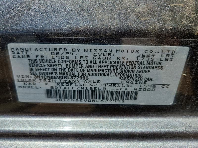 2024 NISSAN VERSA SV 12