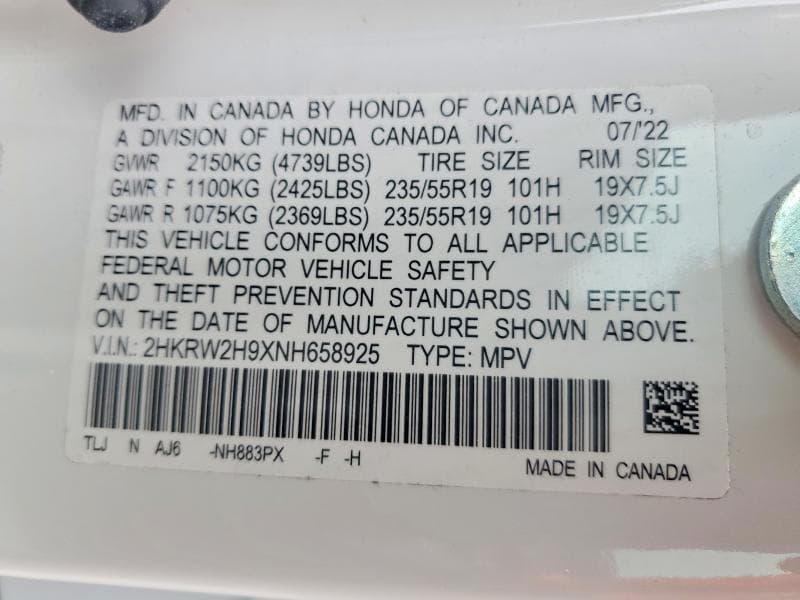 2022 HONDA CR-V TOURING 13