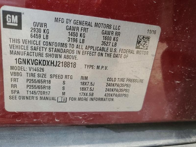2017 CHEVROLET TRAVERSE LT 13