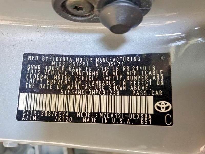2021 TOYOTA COROLLA SE APEX 12