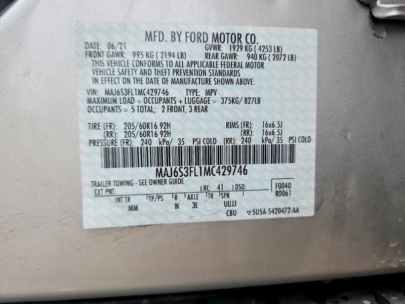 2021 FORD ECOSPORT S 12