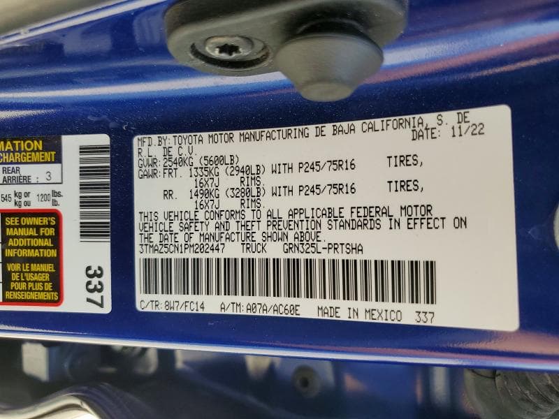 2023 TOYOTA TACOMA SR5 V6 SR5 V6 12