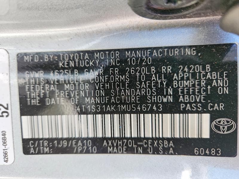 2021 TOYOTA CAMRY SE 13