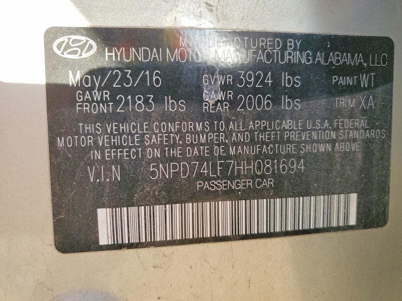 2017 HYUNDAI ELANTRA SE SE 13
