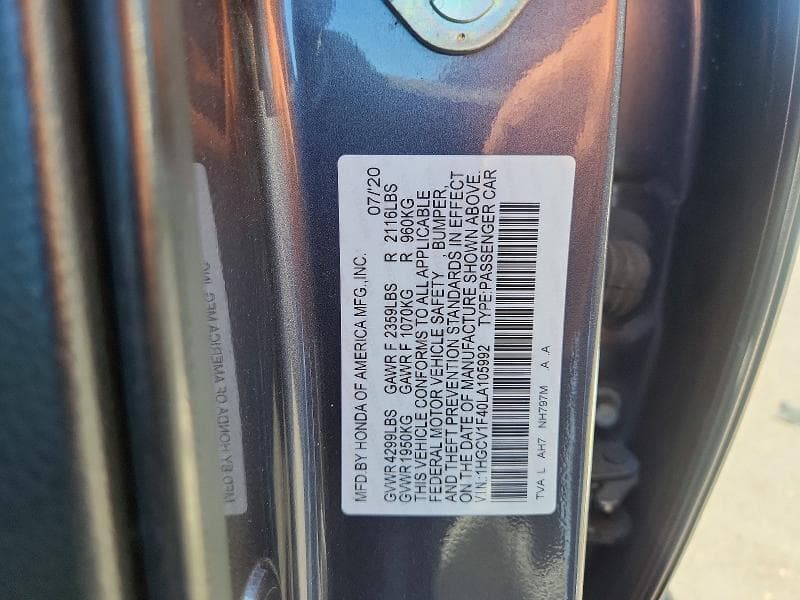 2020 HONDA ACCORD EX 13