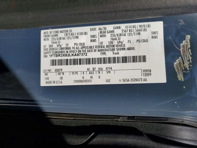 2020 FORD TRANSIT T-250 DELIVERY VAN 12