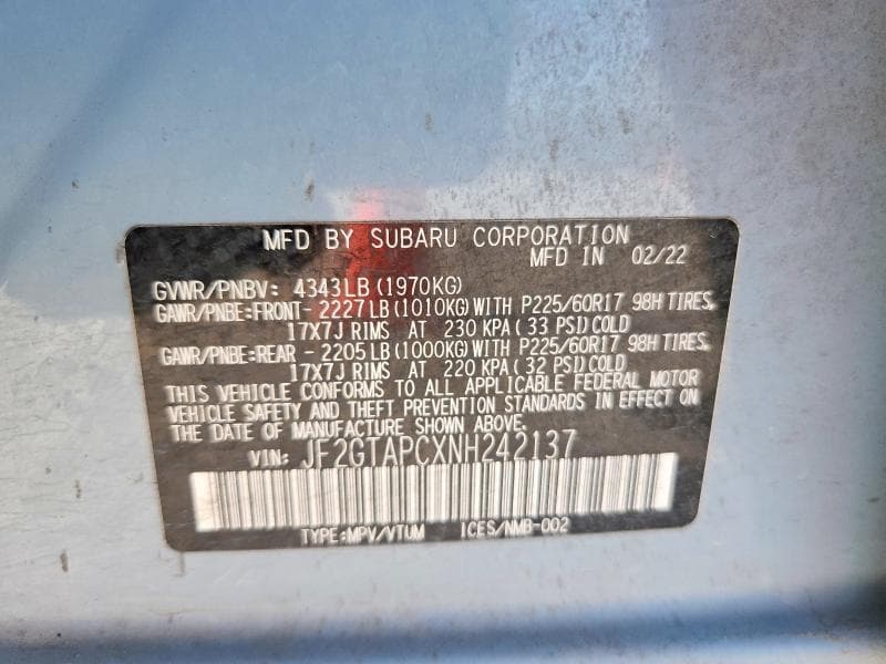 2022 SUBARU CROSSTREK PREMIUM 12