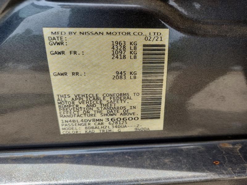 2021 NISSAN ALTIMA SV 13