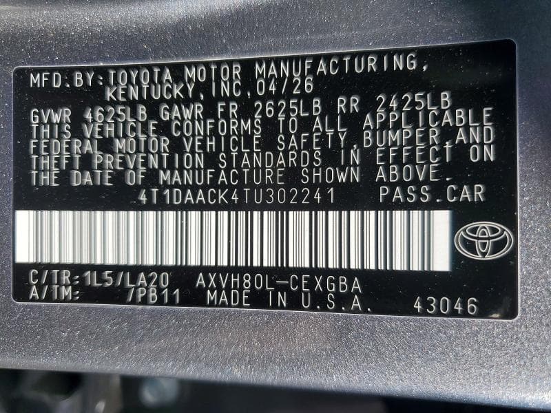 2026 TOYOTA CAMRY XLE 12
