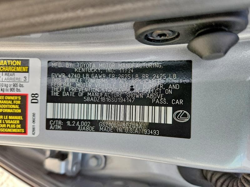 2025 LEXUS ES 350 BASE 12