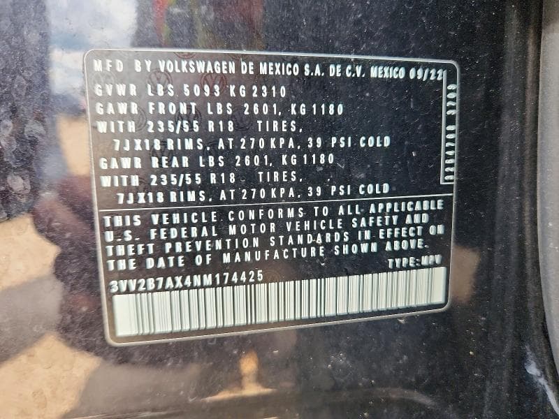 2022 VOLKSWAGEN TIGUAN SE 12