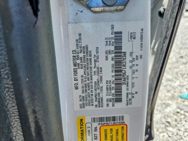 2018 FORD FUSION S 12