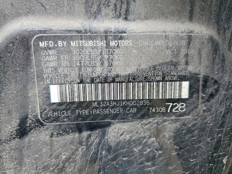 2019 MITSUBISHI MIRAGE ES 13