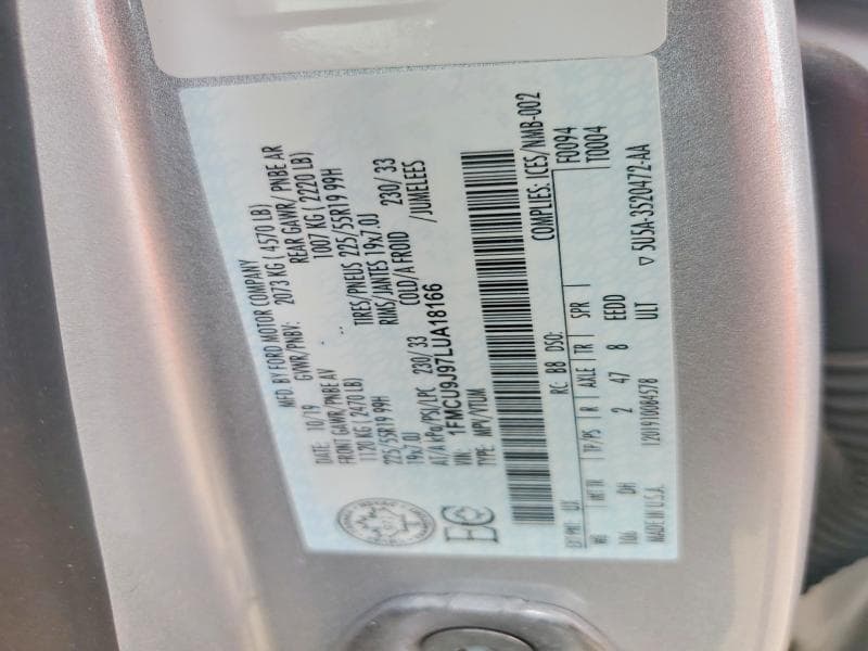 2020 FORD ESCAPE TITANIUM TITANIUM 12