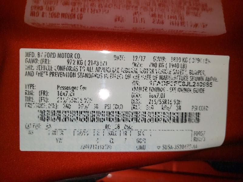 2018 FORD FOCUS SE SE 12