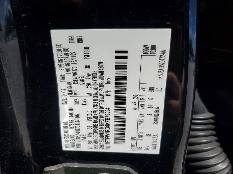 2019 FORD F150 RAPTOR 12