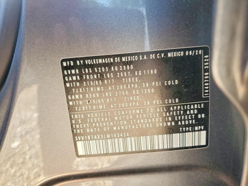 2020 VOLKSWAGEN TIGUAN S 12