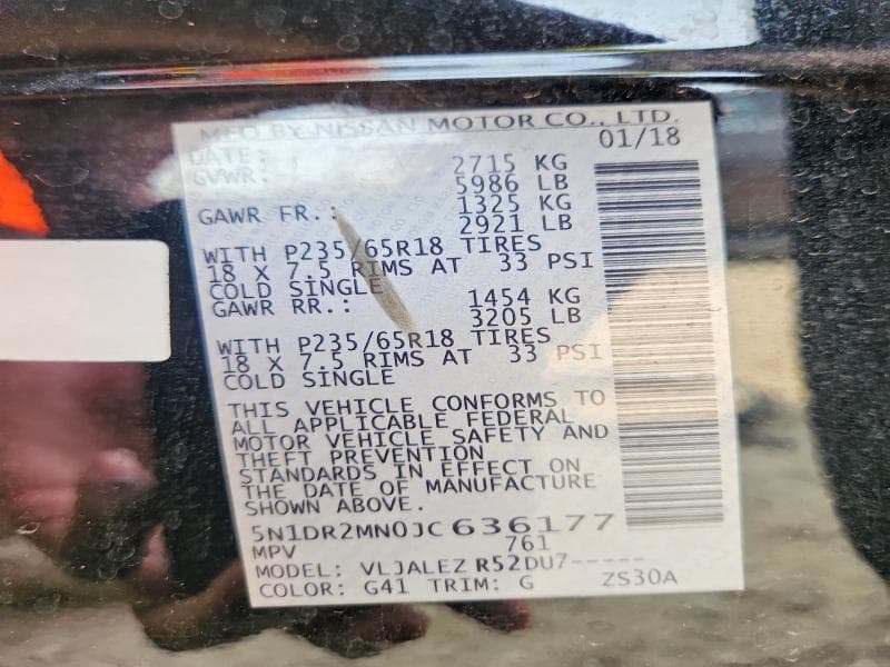 2018 NISSAN PATHFINDER SV 13