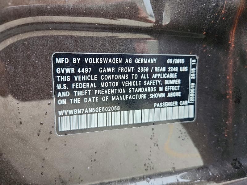 2016 VOLKSWAGEN CC BASE 12