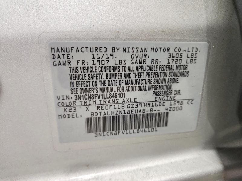 2020 NISSAN VERSA SR SR 12