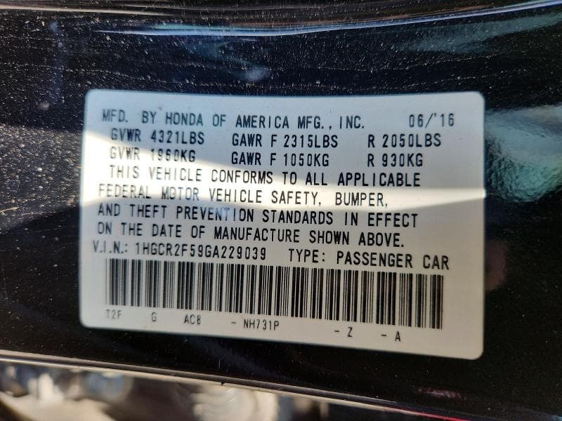 2016 HONDA ACCORD SPORT SPORT 12