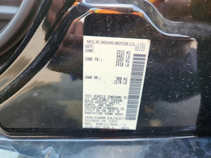 2022 NISSAN ALTIMA SR SR 12