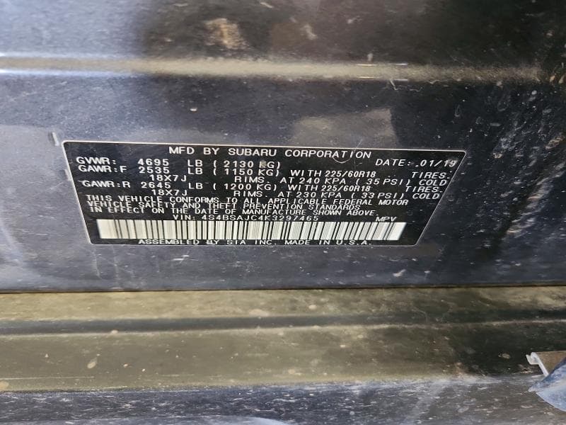 2019 SUBARU OUTBACK 2.5I LIMITED 12