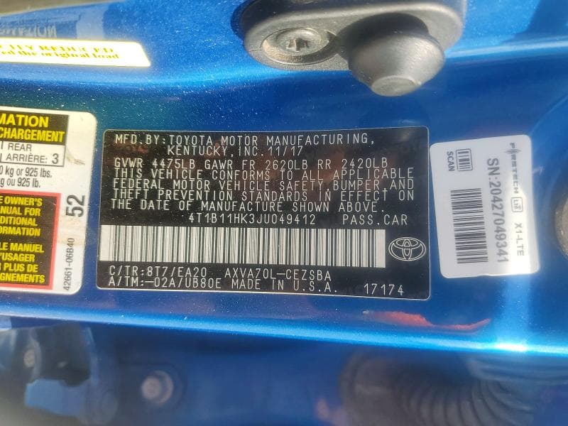 2018 TOYOTA CAMRY SE SE 12