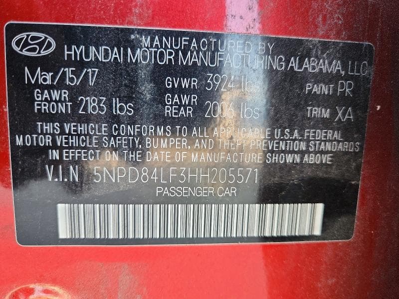 2017 HYUNDAI ELANTRA LIMITED 12