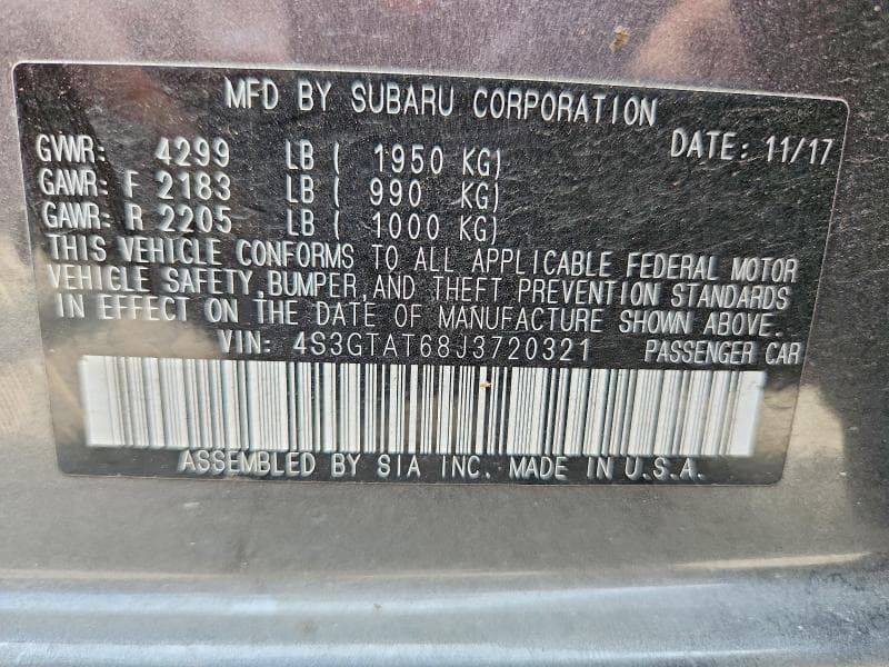 2018 SUBARU IMPREZA LIMITED LIMITED 12