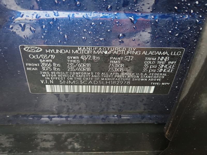 2020 HYUNDAI SANTA FE SEL 12