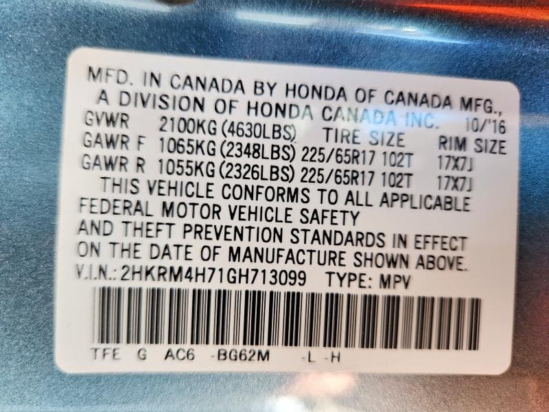 2016 HONDA CR-V EXL 13