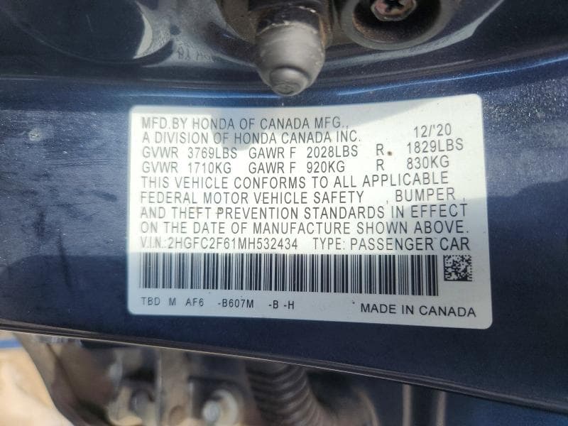 2021 HONDA CIVIC LX 12