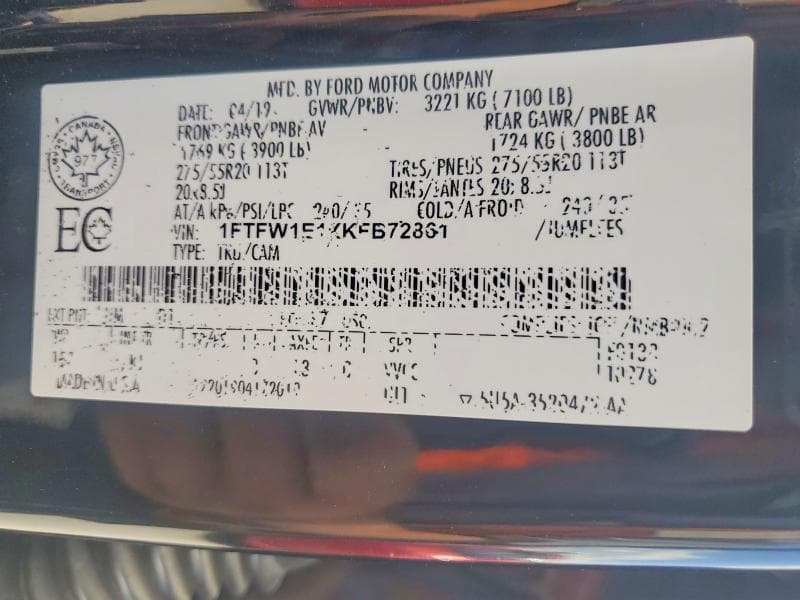 2019 FORD F150 SUPERCREW 12
