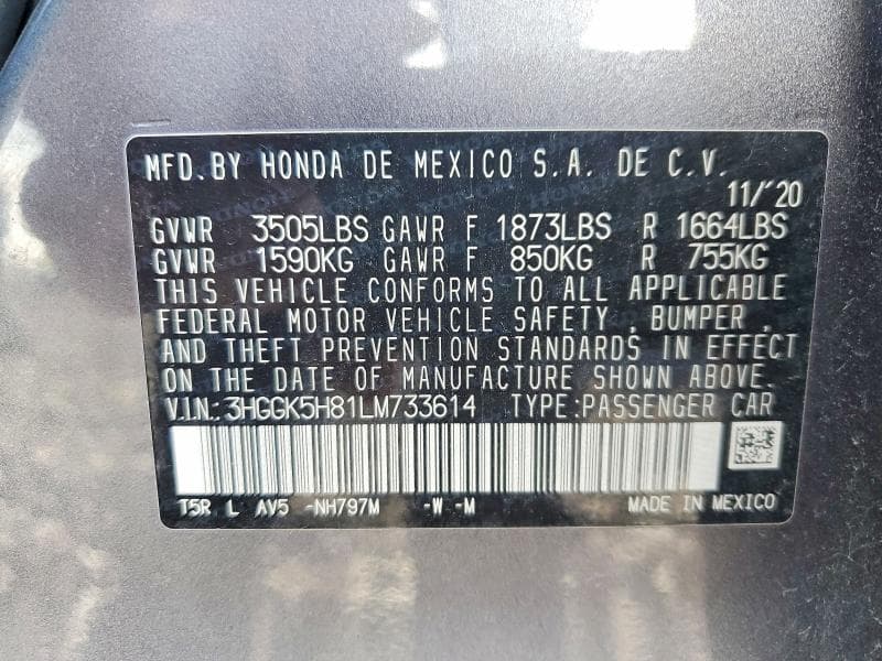 2020 HONDA FIT EX EX 12