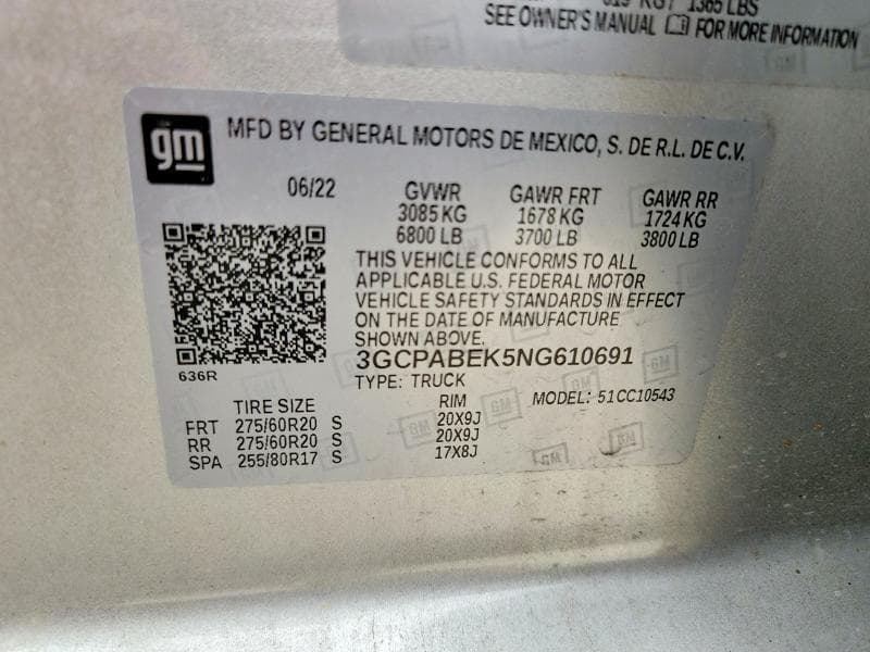 2022 CHEVROLET SILVERADO C1500 CUSTOM C1500 CUSTOM 12