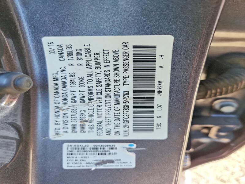 2016 HONDA CIVIC EX 12