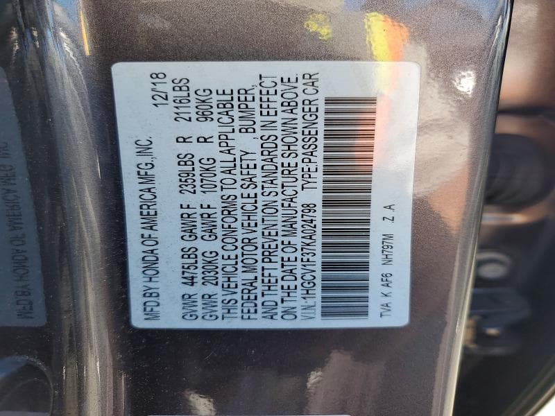 2019 HONDA ACCORD SPORT 12